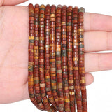 HAAMIIQII 2x4mm Natural Picasso Jasper Heishi Spacer Beads 150Pcs Flat Disc Stone Semi Precious Gemstone Loose Beads for Jewelry