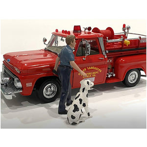 American Diorama Firefighters Fire Dog Training Figures (Trainer And Dog) For 1/24 Scale Models 76420