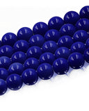 8mm Glass Beads 46PCS Glass Beads for Jewelry Making Charm Round Loose Bead for Bracelet Making Kit (Deep Blue Porcelain)