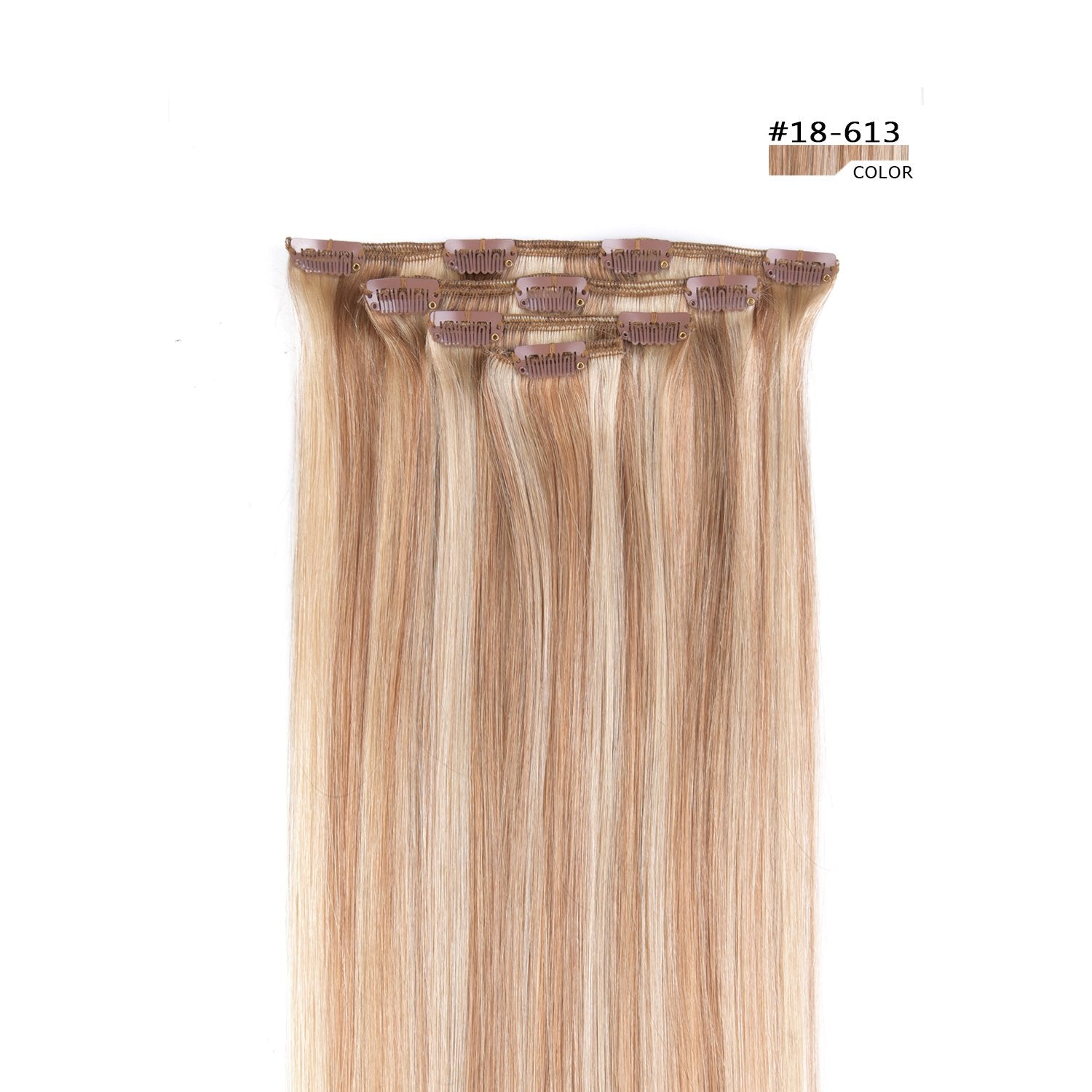 16 Clip in Hair Extensions Remy Human Hair for Women - Silky Straight Human Hair Clip in Extensions 55grams 4pieces #18-613 Co