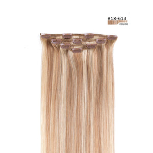 16 Clip in Hair Extensions Remy Human Hair for Women - Silky Straight Human Hair Clip in Extensions 55grams 4pieces #18-613 Co