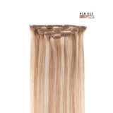 16 Clip in Hair Extensions Remy Human Hair for Women - Silky Straight Human Hair Clip in Extensions 55grams 4pieces #18-613 Co