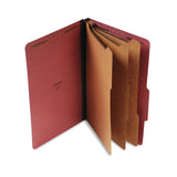 Universal Pressboard Classification Folder, Legal, EightSection, Red, 10/Box