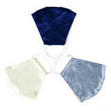 Matkooz_ Satin Silk Face Mask With Soft Elastic For Girls,Womens & Men_Pack Of 3Pcs_Navy Blue,Grey,Lemon