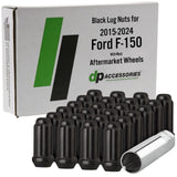 DPAccessories Lug Nuts Compatible with 2015-2024 Ford F-150 | Black Spline Style | Aftermarket Aluminum Wheels Only | Set of 24 