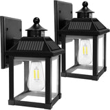 Kuniwa Solar Wall Lights Outdoor, Dusk to Dawn Solar Sconces, Motion Sensor Porch Lights Waterproof with 3 Lighting Modes, Exter