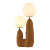 JONATHAN Y JYL4065A Oda 17.75 2-Light Modern Bohemian Resin/Iron/Frosted Glass Danish Cactus LED Table Lamp, Brown Wood Finish, 