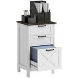HOMCOM 3 Drawer File Cabinet with Silent Slides, Vertical Filing Cabinet for Hanging A4/Letter Size, Rustic Farmhouse Printer St