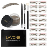 LAVONE Eyebrow Stamp Stencil Kit for Eyebrow, Brow Stamp Trio Kit with Waterproof Eyebrow Pencil, Eyebrow Pomade,20 Eyebrow Sten