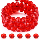 Dowarm 200 Pcs 8MM Crystal Glass Briolette Beads, Diamond Shape, Red, for Jewelry Making & Crafts