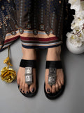 Shoetopia Ethnic Jewel Detailed Black Flats,Black,6,B0BYP63D5F