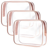 Clear Toiletry Bag, 3 Packs TSA Approved Water resistant Travel Organizer, Airport Airline Travel Essential Carry On Makeup Cosm