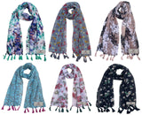 Fusfus WomenS Printed Chiffon Scarves And Stoles, Free Size(Multicolour, Fs2095) Pack Of 6 (Multicolor4)