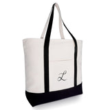 DALIX Personalized Tote Bag Monogram Black L