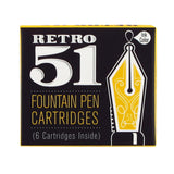 Retro 51 Tornado Fountain Pen Refills - Black Ink Cartridges, 6-Pack - Consistent Flow, Smudge-Resistant, Premium Writing