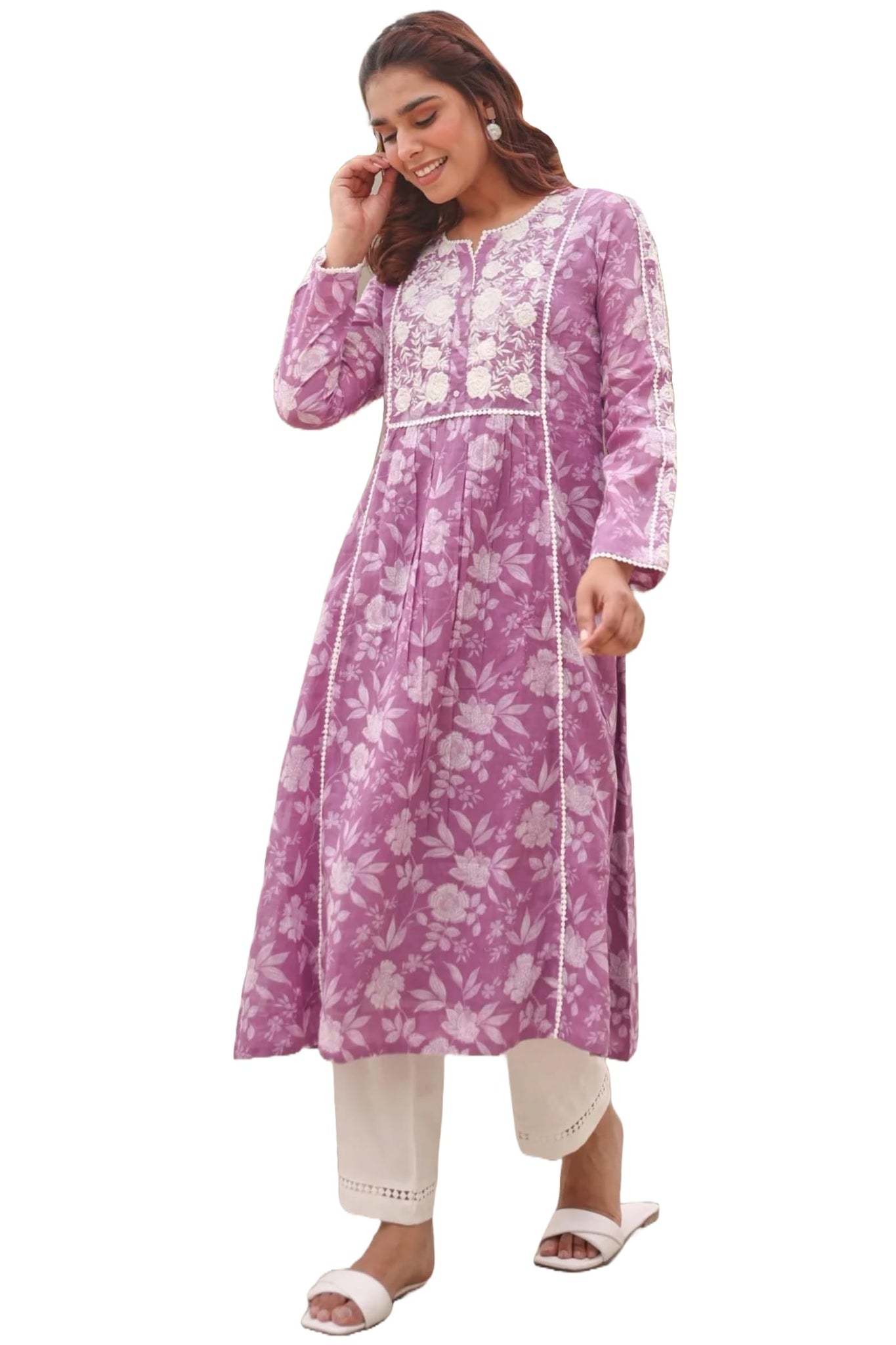 Anni Designer Women'S Rayon Blend Anarkali Embroidered Kurta (Rupini Purple_Xl_Purple_X-Large),Purple,XL,,,