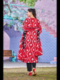 Gosriki Women'S Cotton Blend Straight Printed Kurta With Pant & Dupatta (Mayavi Red-Nrw-Gs_L_Red_Large),Red,,B0CCL4B39V