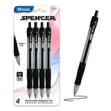 BAZIC Ballpoint Pen Spencer Black Retractable Pen Soft Barrel Grip Pens, 1.0 mm Bold Point Smooth Writing, for Office School Tea