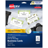 Avery Glossy Business Cards with Sure Feed Technology, 2 x 3.5, Glossy White, 160 Total, Clean Edge, Print-to-the-Edge, Inkjet P