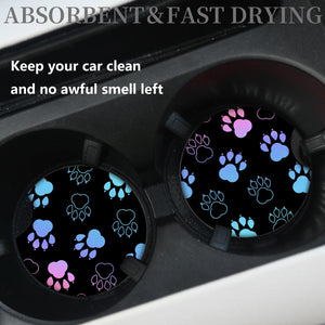 Absorbent Car Coasters for Cup Holders, 2 Pack Universal Neoprene Car Coasters with Finger Slot, Auto Accessories for Women & Me