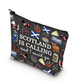 TSOTMO Scotland Makeup Bag Gift Edinburgh Gift Scotland Is Calling And I Must Go Zipper Bag Gift For Scottish (BLK-SCOTLAND), Be