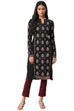 W for Woman Acrylic Black Printed Keyhole Neck Straight Winter Kurta_22NOW18494-119399P_L_12