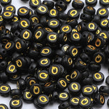 XIENBAOFU 100PCS Letter Beads 4X7mm Acrylic Alphabet Beads Gold Black Letter Q Flat Round for Making Bracelet Necklace Keychain 