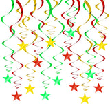 BEISHIDA Red Green Gold Star Hanging Swirl Christmas Decorations Ceiling Hanging Party Supplies for Christmas Birthday Wedding D