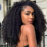 LUXYROSE Curly Human Hair Half Wig 200% Density Afro Kinky Curly Wigs Human Hair Glueless Wear and Go 3 In 1 Half Wig Beginner F