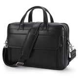 Masa Kawa Black Leather Briefcase for Men 15.6 Inch Laptop Computer Messenger Crossbody Shoulder Bag Business Travel Work Lawyer