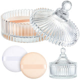 Tioncy 3 Pcs Extra Large Body Powder Puff and Container 5.43'' Glass Body Container with 5.12'' Powder Puff Glass Jar for Women'