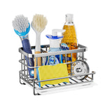 HapiRm Kitchen Sink Organizer, SUS304 Stainless Steel Rustproof Multifunctional Large Sink Caddy with Sponge Holder and Drain Tr