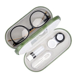 Muf 2 in 1 Double Sided Portable Contact Lens Case and Eyeglasses Case,Dual Use Design with Built-in Mirror,Tweezer and Contact 