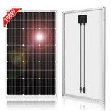 DOKIO 100W 18V Monocrystalline Solar Panel for 12V Battery Charging, Glass Module with Aluminum Frame, MC4 Connector, Pre-Drille