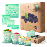 Fit Meal Prep 100% Compostable Food Storage Bags Set, Resealable Bags Plant-Based Freezer Bag for Food, ASTM D6400, US BPI & EU 