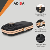 Adisa Studded Formal Party Clutch With Gold Chain For Women And Girls (Cl107-Bla),Black,,B0CW17KTJ8