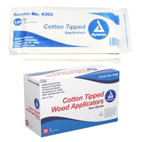 Dynarex 6-Inch Non-Sterile Cotton Tipped Applicators - Single-Use Wooden Cotton Tip Applicators for Wound Care, Topical Dressing