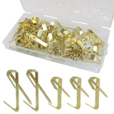 Hordion 100pcs Picture Hanging Kit - 30lb, and 50lb Picture Hooks Metal Picture Hangers with Nails for Drywall Wooden Wall(Golde
