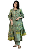 Gosriki Women'S Rayon Blend Printed Straight Kurta With Pant & Dupatta (Sanghvi Green-Vks01-Gs_M_Green_Medium),Green,,B0DP2D9R1C