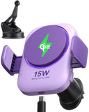INIU Qi2 Certified 15W Car Phone Holder Wireless Charger, Ultra-Stable 22N for MagSafe Car Mount Charger with Cooling Fins & RGB