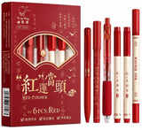 HUBTURE 6 Pcs Red Ink Pens Set, Fine Point Smooth Writing Pens for Teacher Correction, Exam Checking, Student Notes, Office Docu