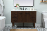Elegant Decor Indoor Modern Under Sink Bathroom Fixtures Storage Organizer Cabinet 48 Inch Single Bathroom Vanity - Walnut