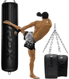RDX Heavy 5FT Punching Bag for Pro Training, 55lbs Pre Filled with 110lbs Max Filling Capacity, 3PC Boxing Bag Set with Gloves H