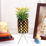 Fourwalls Beautiful Succulent Plant With A Ceramic Pot And A Metal Stand For Home Decor And Office Decor | Natural Look | (28.5 