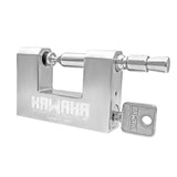 KAWAHA 71/80KD-3SK Stainless Steel D-Shaped Heavy Duty Padlock with Key for Garage Door, Containers, Shed and Warehouse (3-1/8 i