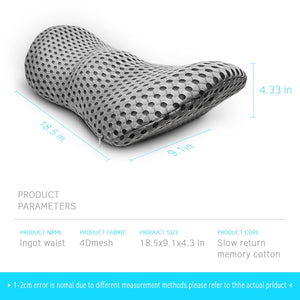 Lumbar Support Pillow - Memory Foam for Low Back Pain Relief, Ergonomic Streamline Car Seat, Office Chair, Recliner and Bed (Upg