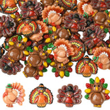 SUNNYCLUE 40Pcs 4 Styles Turkey Resin Charms Thanksgiving Embellishments Bulk Flatback Holiday Fall Autumn Animal Decoration Cab