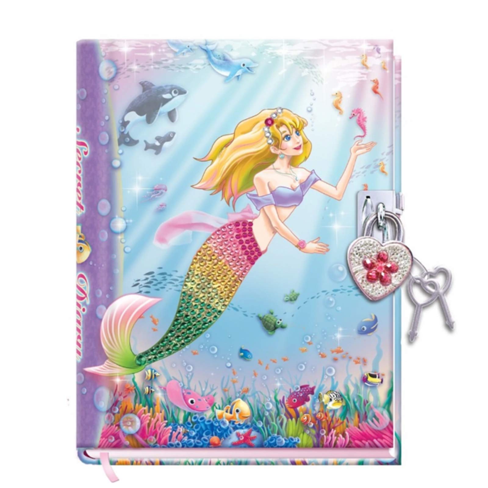 DUDUBUY Mermaid Diary with Lock for Kids Little Girls Diaries 5.25.x7x1 300 Pages Lined Girls Journal Cute Secret Notebook With 