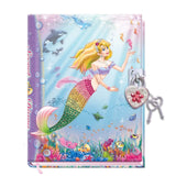 DUDUBUY Mermaid Diary with Lock for Kids Little Girls Diaries 5.25.x7x1 300 Pages Lined Girls Journal Cute Secret Notebook With 