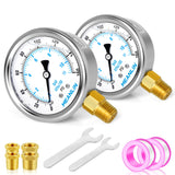 MEANLIN MEASURE 0~160Psi Stainless Steel 1/4 NPT 2.5 FACE DIAL Liquid Filled Pressure Gauge WOG Water Oil Air Lower Mount (Pack 
